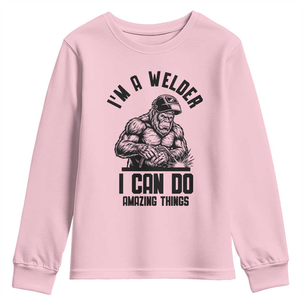 Funny Bigfoot Welder Youth Sweatshirt I Can Do Amazing Things