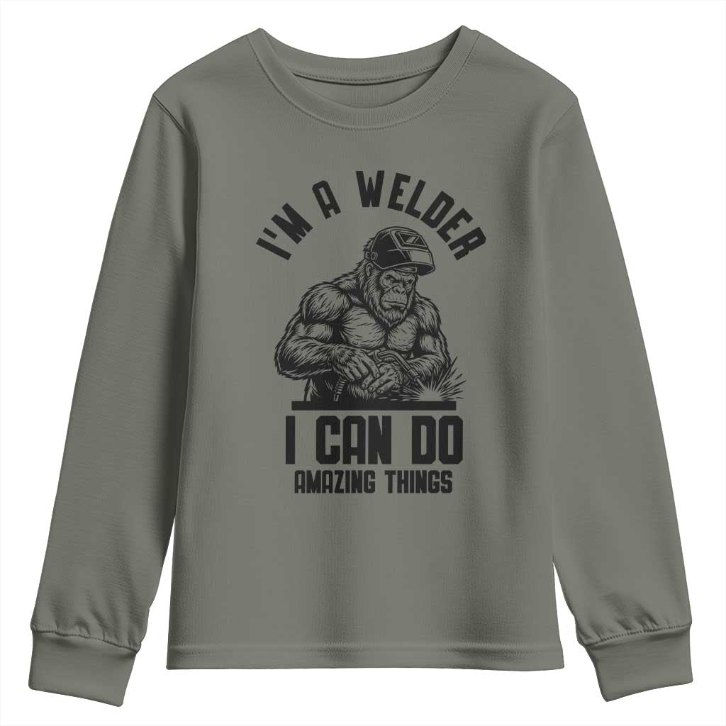 Funny Bigfoot Welder Youth Sweatshirt I Can Do Amazing Things