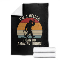 Funny Bigfoot Welding Gift Throw Blanket I Can Do Amazing Things With A Welder