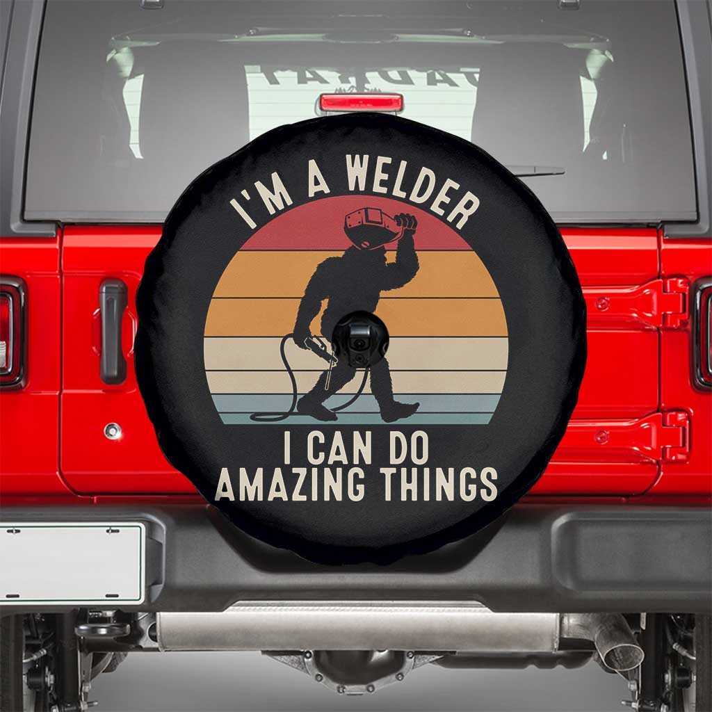 Funny Bigfoot Welding Gift Spare Tire Cover I Can Do Amazing Things With A Welder