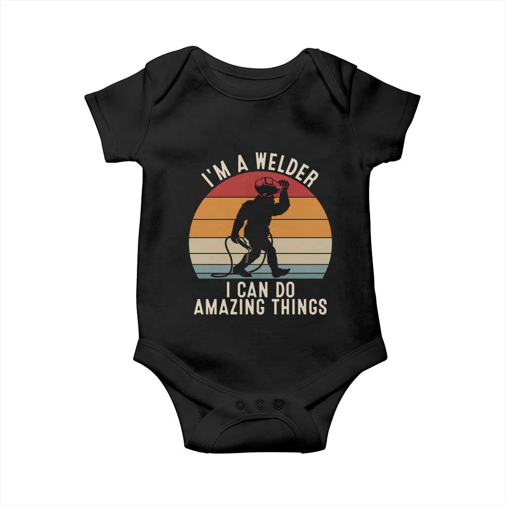 Funny Bigfoot Welding Gift Baby Onesie I Can Do Amazing Things With A Welder
