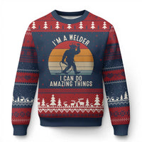 Funny Bigfoot Welding Gift Ugly Christmas Sweater I Can Do Amazing Things With A Welder