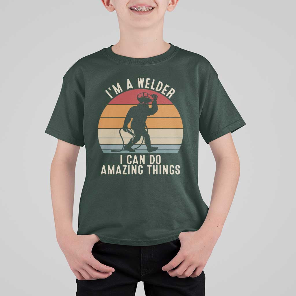 Funny Bigfoot Welding Gift T Shirt For Kid I Can Do Amazing Things With A Welder