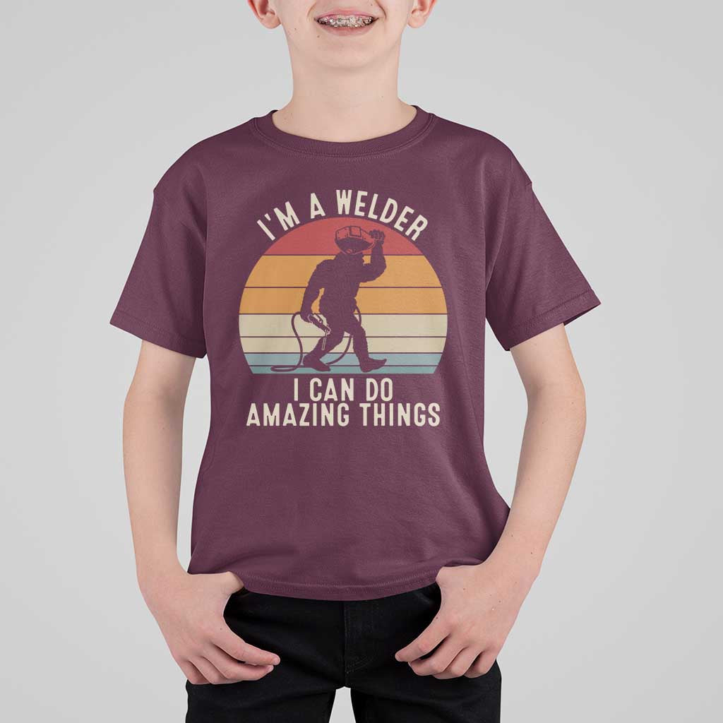 Funny Bigfoot Welding Gift T Shirt For Kid I Can Do Amazing Things With A Welder