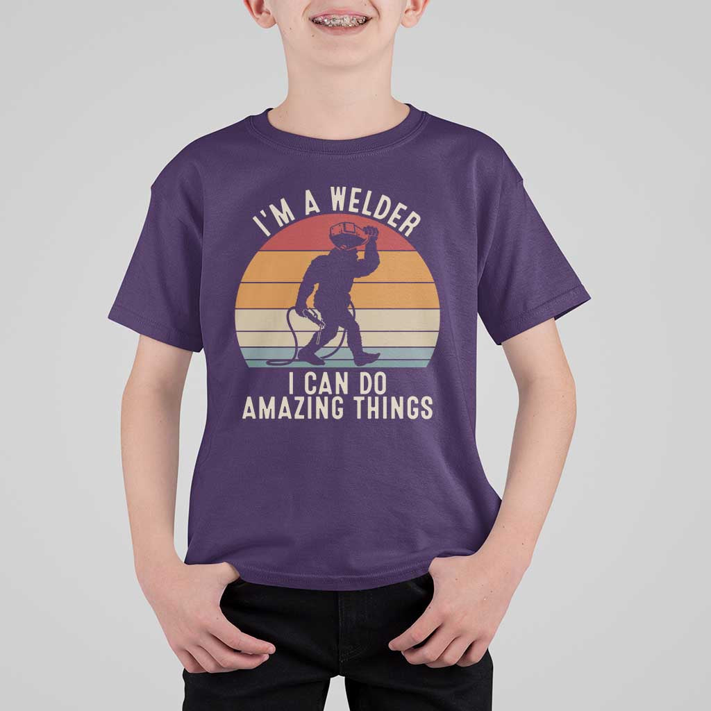 Funny Bigfoot Welding Gift T Shirt For Kid I Can Do Amazing Things With A Welder