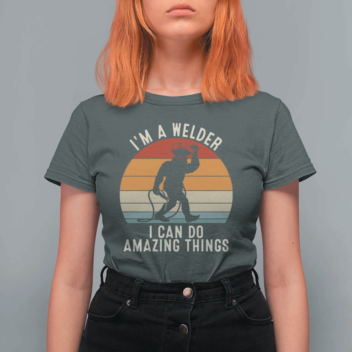 Funny Bigfoot Welding Gift T Shirt For Women I Can Do Amazing Things With A Welder