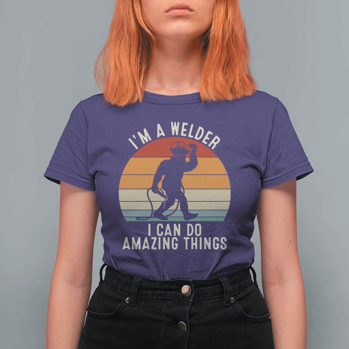 Funny Bigfoot Welding Gift T Shirt For Women I Can Do Amazing Things With A Welder