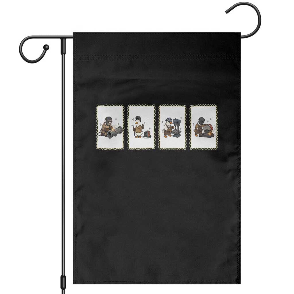 Silly Goose Pipeline Worker Garden Flag Funny Welding Graphic Gift