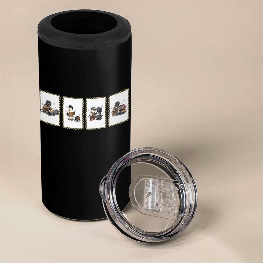Silly Goose Pipeline Worker 4 in 1 Can Cooler Tumbler Funny Welding Graphic Gift