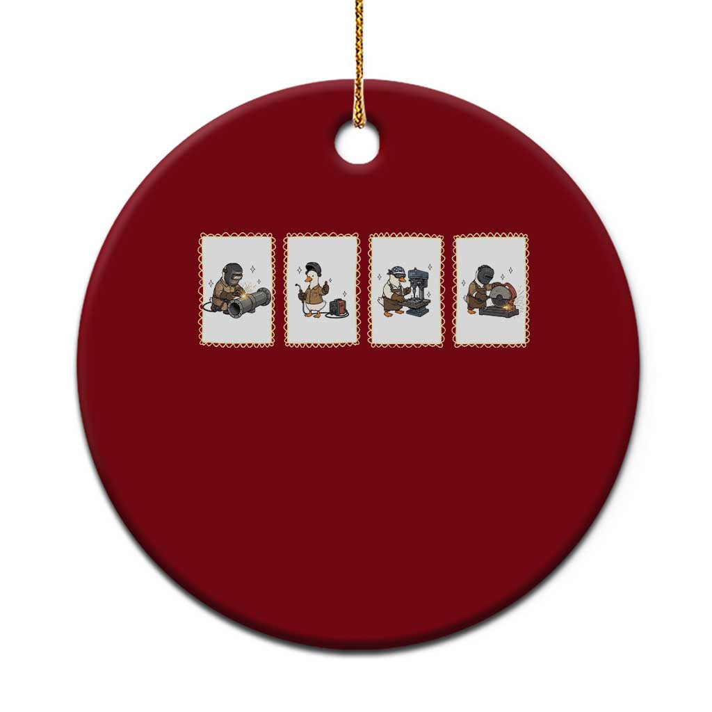 Silly Goose Pipeline Worker Ceramic Ornament Funny Welding Graphic Gift