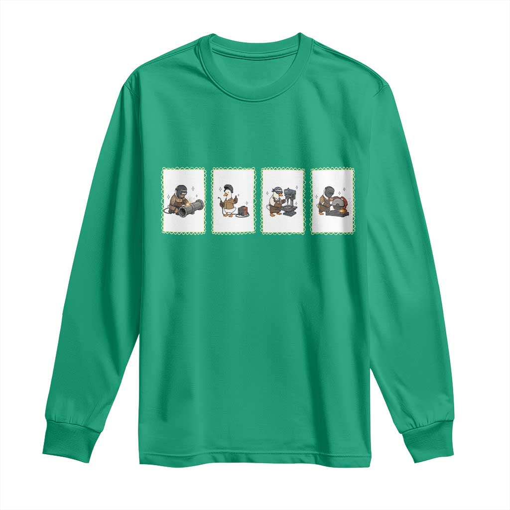 Silly Goose Pipeline Worker Long Sleeve Shirt Funny Welding Graphic Gift