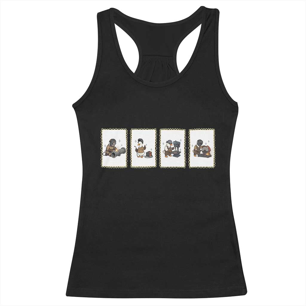Silly Goose Pipeline Worker Racerback Tank Top Funny Welding Graphic Gift