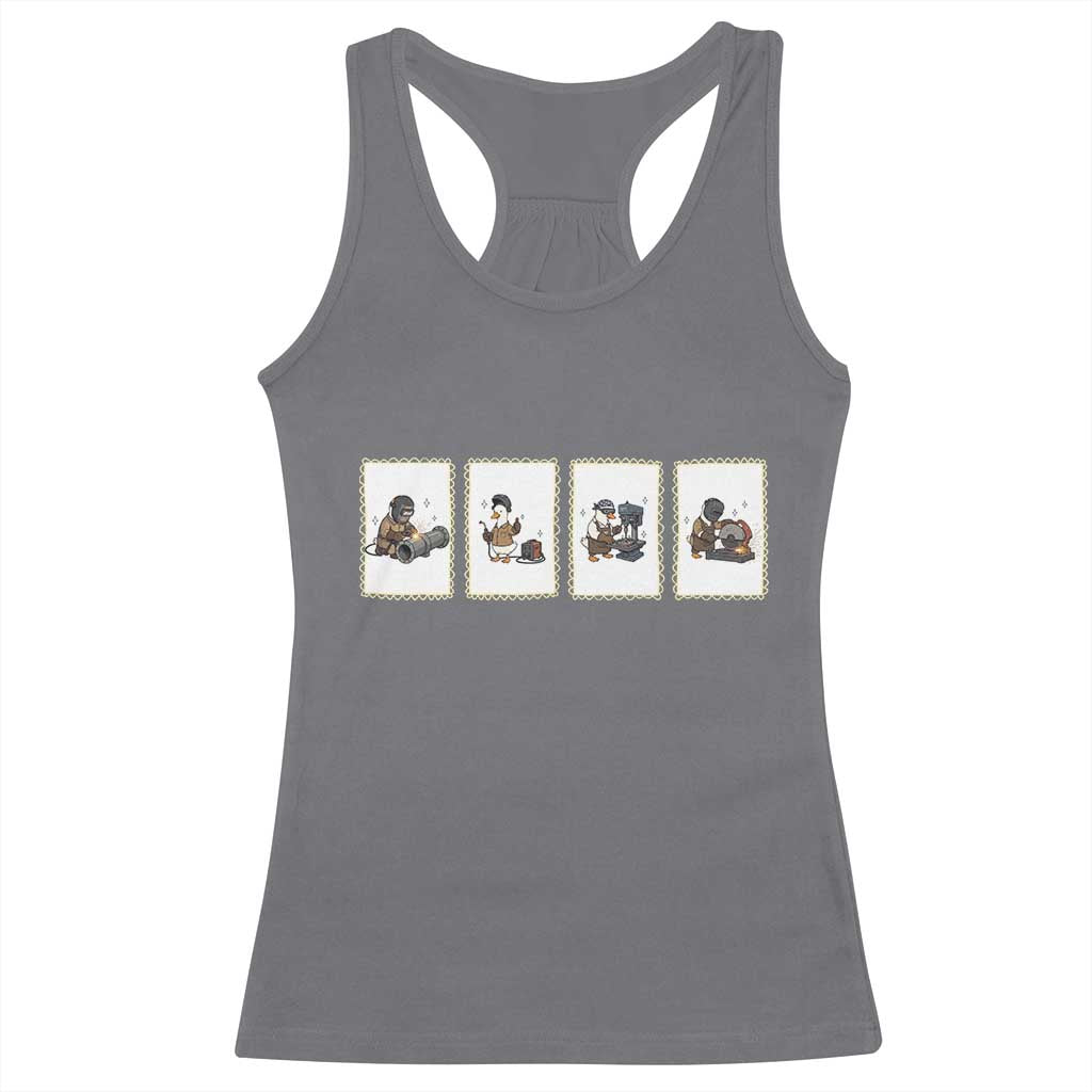 Silly Goose Pipeline Worker Racerback Tank Top Funny Welding Graphic Gift