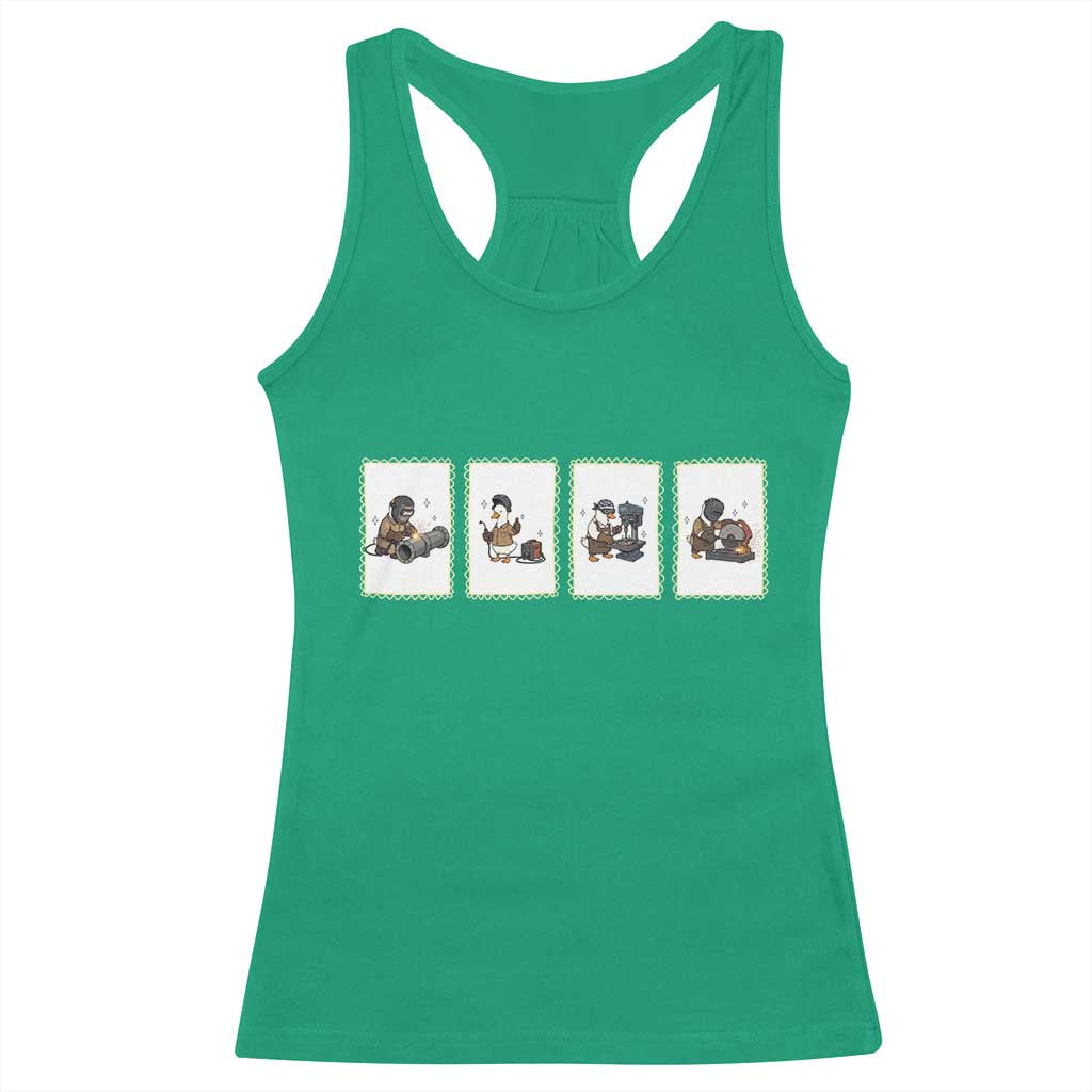 Silly Goose Pipeline Worker Racerback Tank Top Funny Welding Graphic Gift