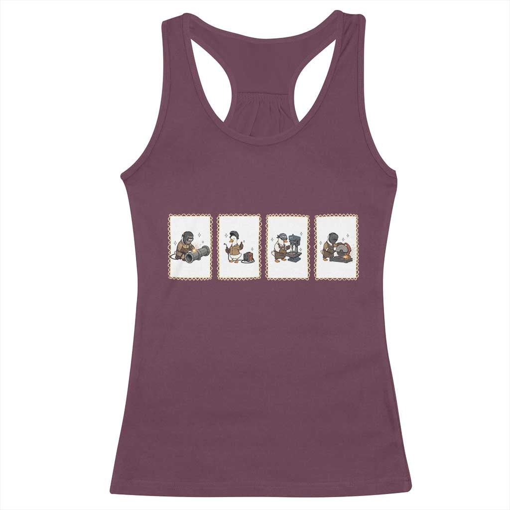 Silly Goose Pipeline Worker Racerback Tank Top Funny Welding Graphic Gift