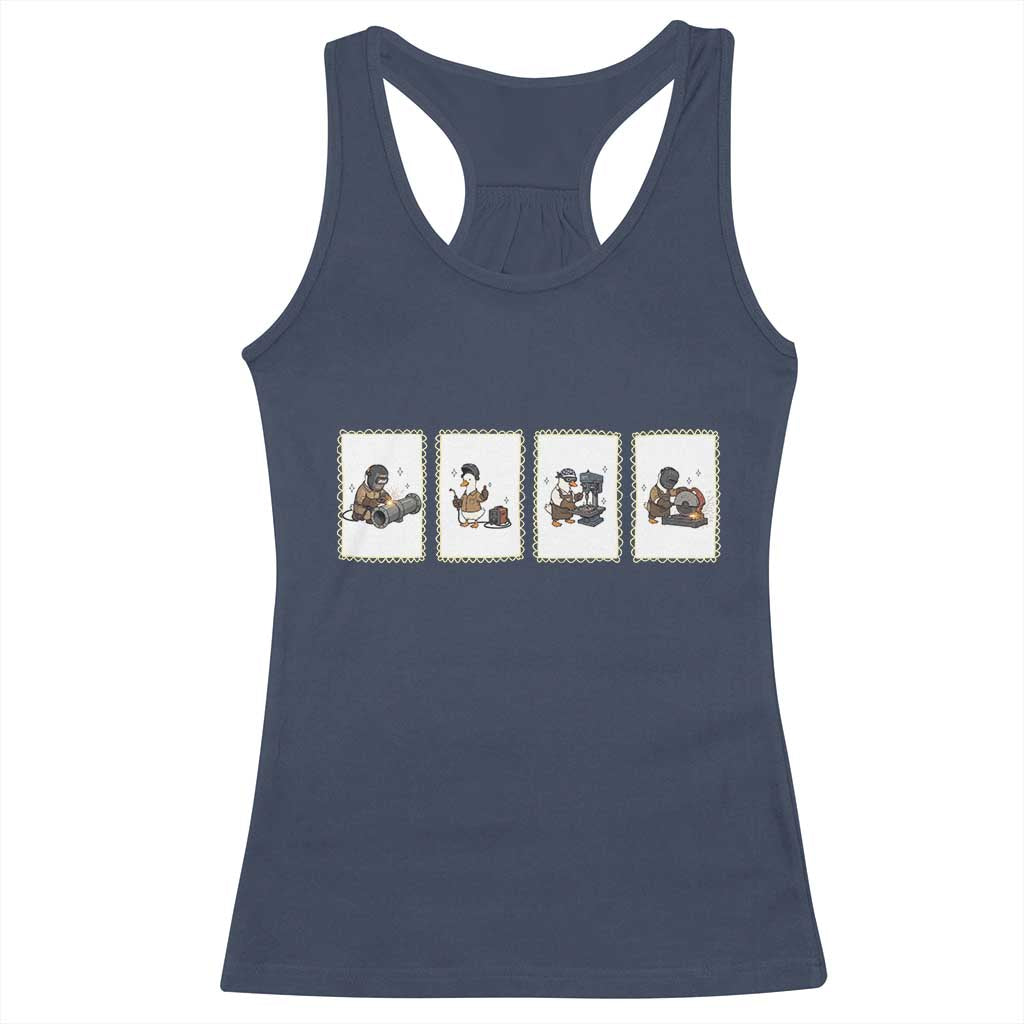 Silly Goose Pipeline Worker Racerback Tank Top Funny Welding Graphic Gift