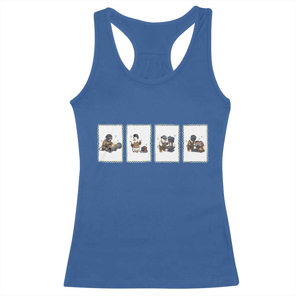 Silly Goose Pipeline Worker Racerback Tank Top Funny Welding Graphic Gift