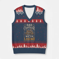 Dad The Carpenter The Myth The Legend V-Neck Knit Sweater Vest Funny Woodworker Carpenter Graphic