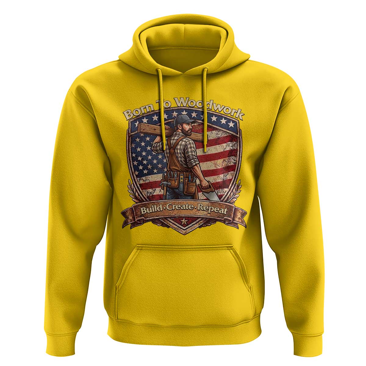 Proud American Woodworker Hoodie Born To Woodwork Patriotic Gift