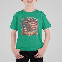 Proud American Woodworker T Shirt For Kid Born To Woodwork Patriotic Gift