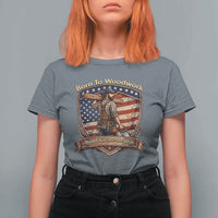 Proud American Woodworker T Shirt For Women Born To Woodwork Patriotic Gift