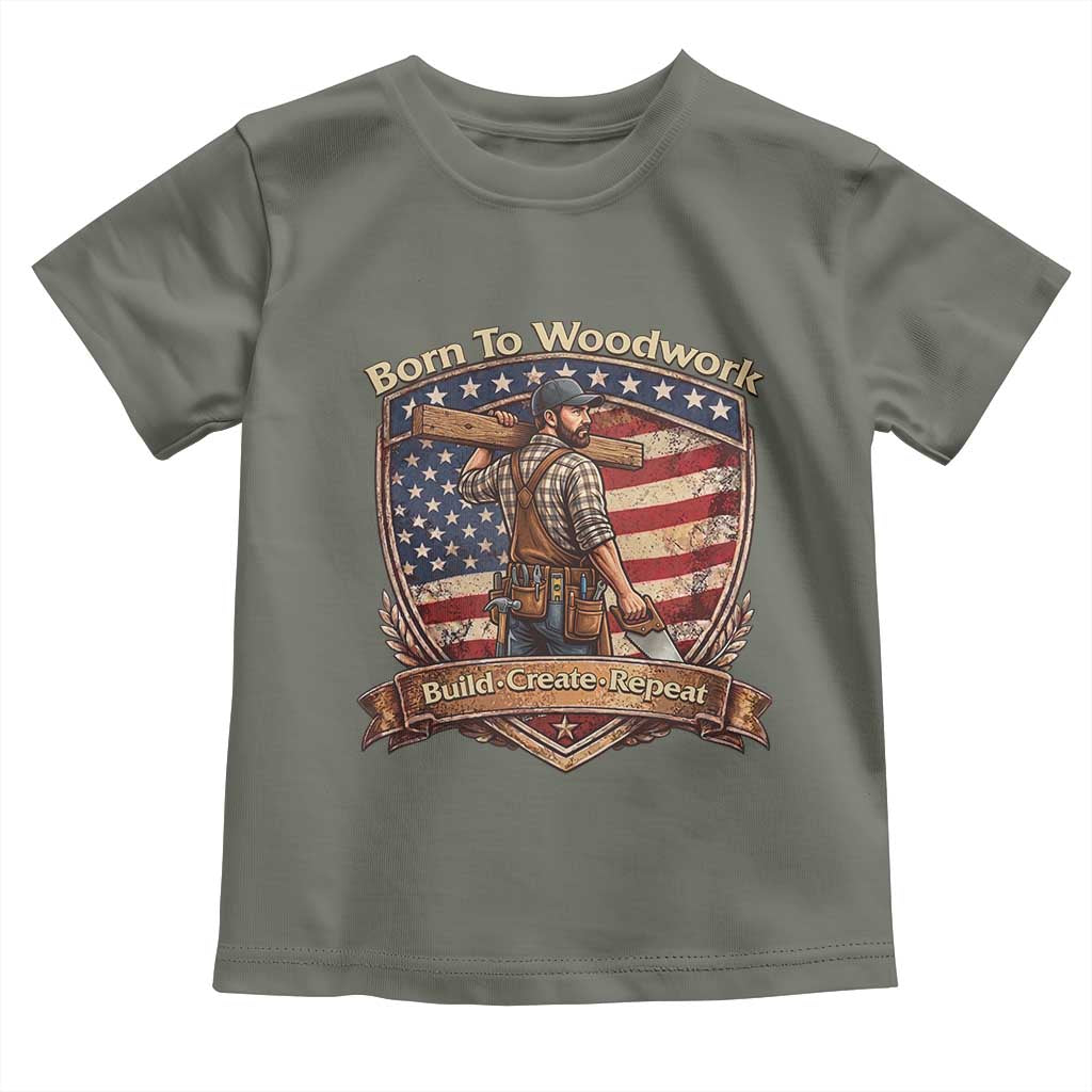 Proud American Woodworker Toddler T Shirt Born To Woodwork Patriotic Gift