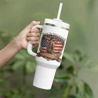 Proud American Woodworker Tumbler With Handle Born To Woodwork Patriotic Gift