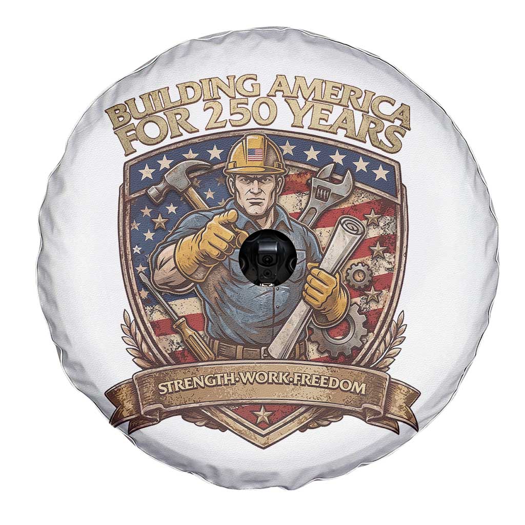 American Construction Worker Spare Tire Cover Building America For 250 Years