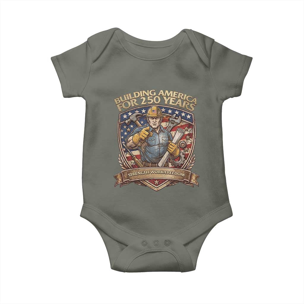 American Construction Worker Baby Onesie Building America For 250 Years