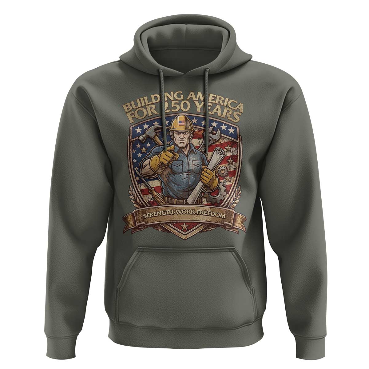 American Construction Worker Hoodie Building America For 250 Years