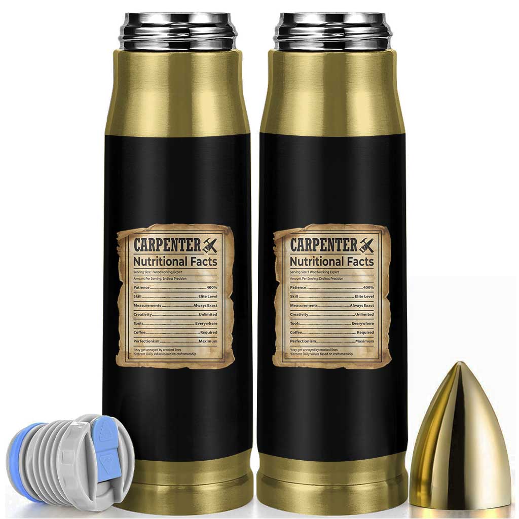 Woodworker Nutrition Label Bullet Tumbler Carpenter Nutritional Facts Graphic