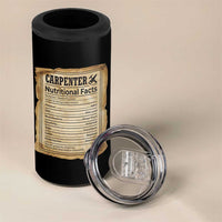 Woodworker Nutrition Label 4 in 1 Can Cooler Tumbler Carpenter Nutritional Facts Graphic