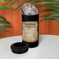 Woodworker Nutrition Label 4 in 1 Can Cooler Tumbler Carpenter Nutritional Facts Graphic
