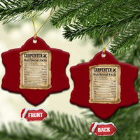 Woodworker Nutrition Label Ceramic Ornament Carpenter Nutritional Facts Graphic