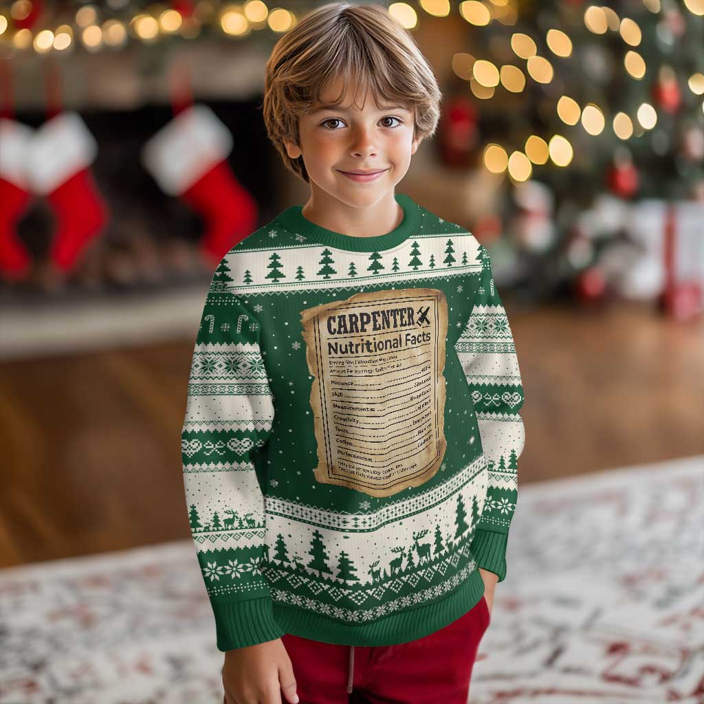 Woodworker Nutrition Label Ugly Christmas Sweater Carpenter Nutritional Facts Graphic