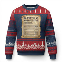 Woodworker Nutrition Label Ugly Christmas Sweater Carpenter Nutritional Facts Graphic