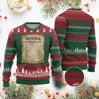 Woodworker Nutrition Label Ugly Christmas Sweater Carpenter Nutritional Facts Graphic
