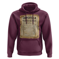 Woodworker Nutrition Label Hoodie Carpenter Nutritional Facts Graphic