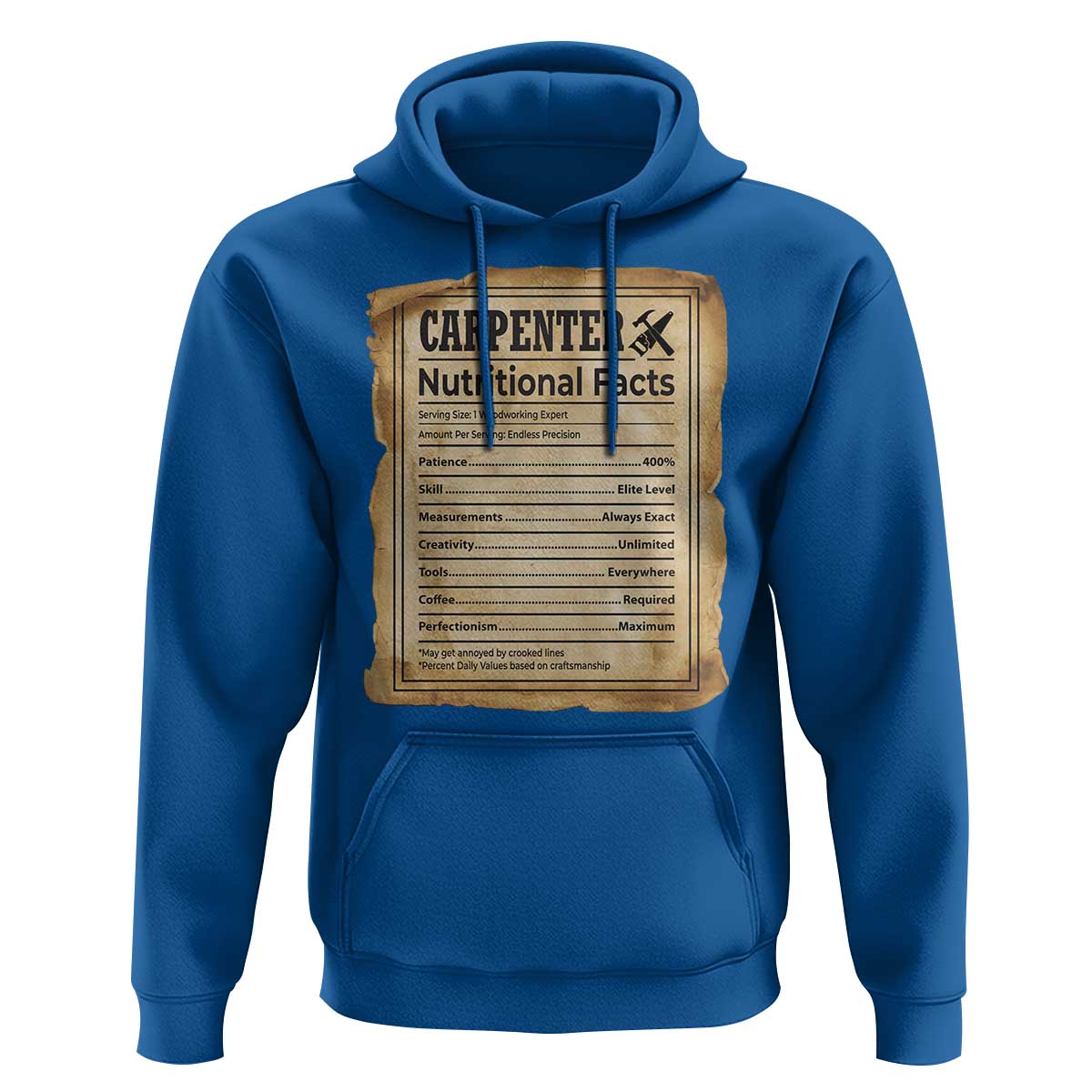 Woodworker Nutrition Label Hoodie Carpenter Nutritional Facts Graphic