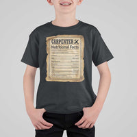 Woodworker Nutrition Label T Shirt For Kid Carpenter Nutritional Facts Graphic