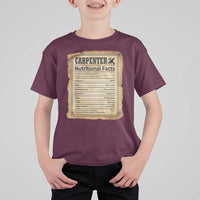 Woodworker Nutrition Label T Shirt For Kid Carpenter Nutritional Facts Graphic