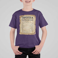 Woodworker Nutrition Label T Shirt For Kid Carpenter Nutritional Facts Graphic