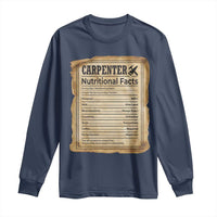 Woodworker Nutrition Label Long Sleeve Shirt Carpenter Nutritional Facts Graphic