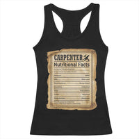 Woodworker Nutrition Label Racerback Tank Top Carpenter Nutritional Facts Graphic