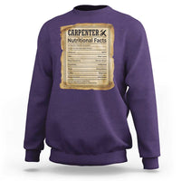 Woodworker Nutrition Label Sweatshirt Carpenter Nutritional Facts Graphic