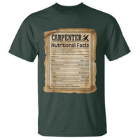 Woodworker Nutrition Label T Shirt Carpenter Nutritional Facts Graphic