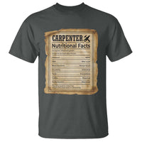 Woodworker Nutrition Label T Shirt Carpenter Nutritional Facts Graphic