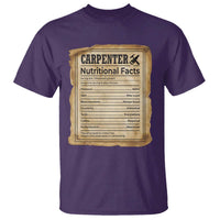 Woodworker Nutrition Label T Shirt Carpenter Nutritional Facts Graphic