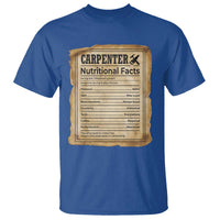 Woodworker Nutrition Label T Shirt Carpenter Nutritional Facts Graphic