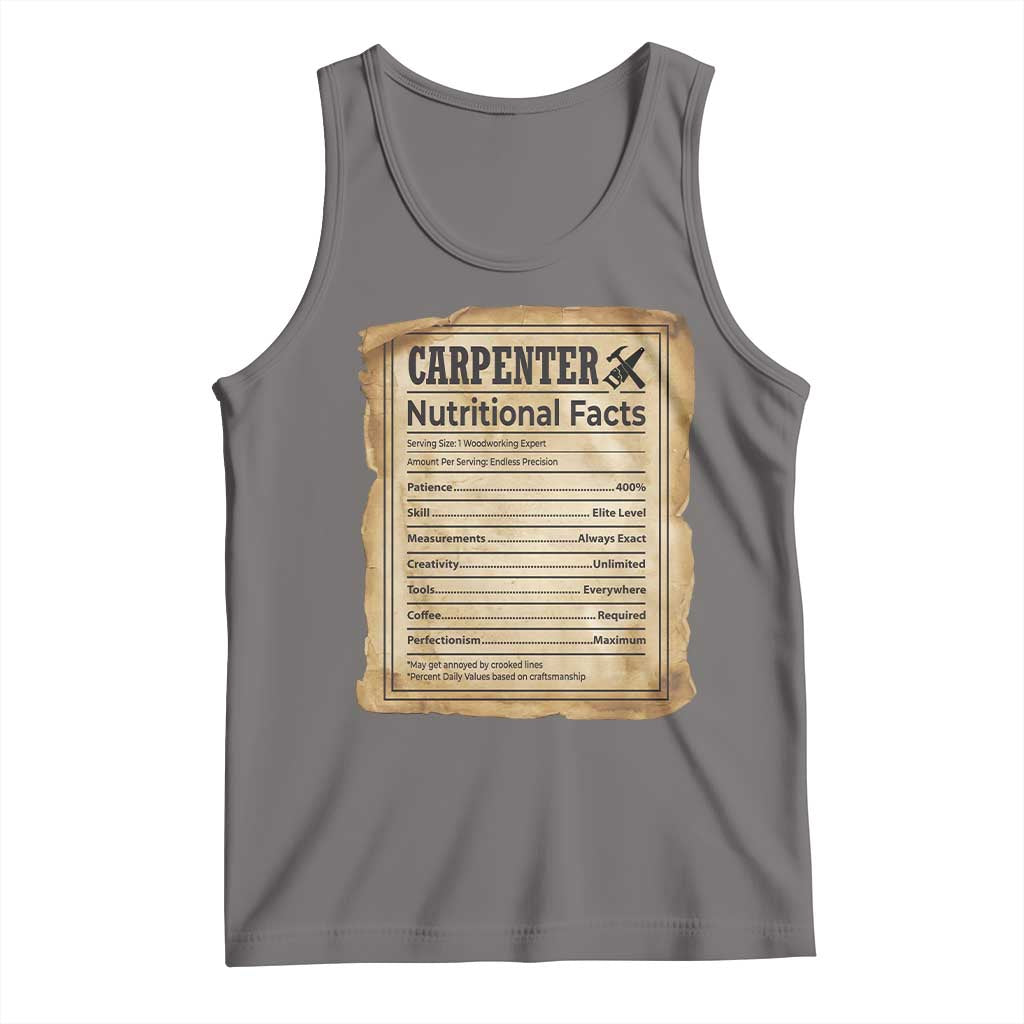 Woodworker Nutrition Label Tank Top Carpenter Nutritional Facts Graphic
